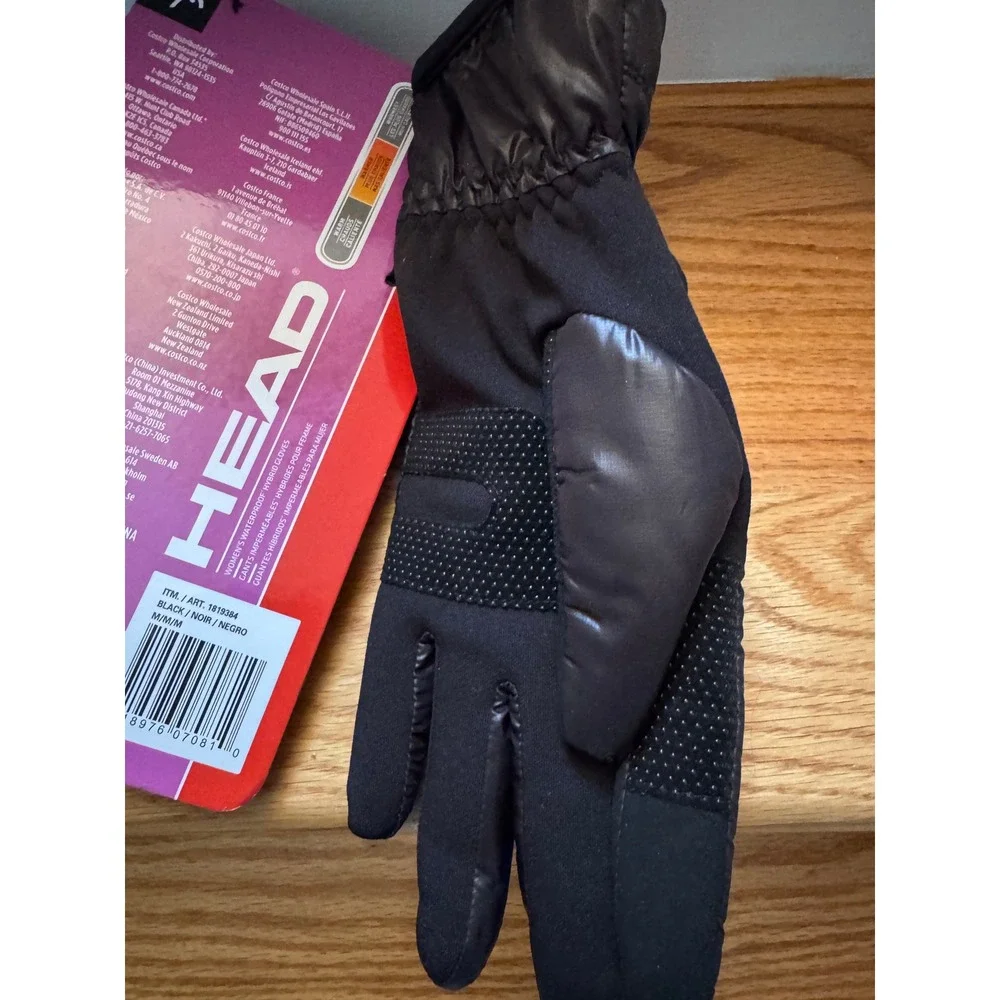HEAD Women's Waterproof Hybrid Gloves Black Size Medium NWT Insulated Activewear